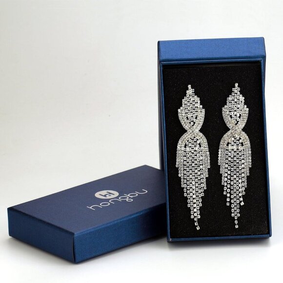 Luxurious Silver-Plated Crystal Drop Earrings – Ideal Gift & Fashion Statement - Picture 5 of 5